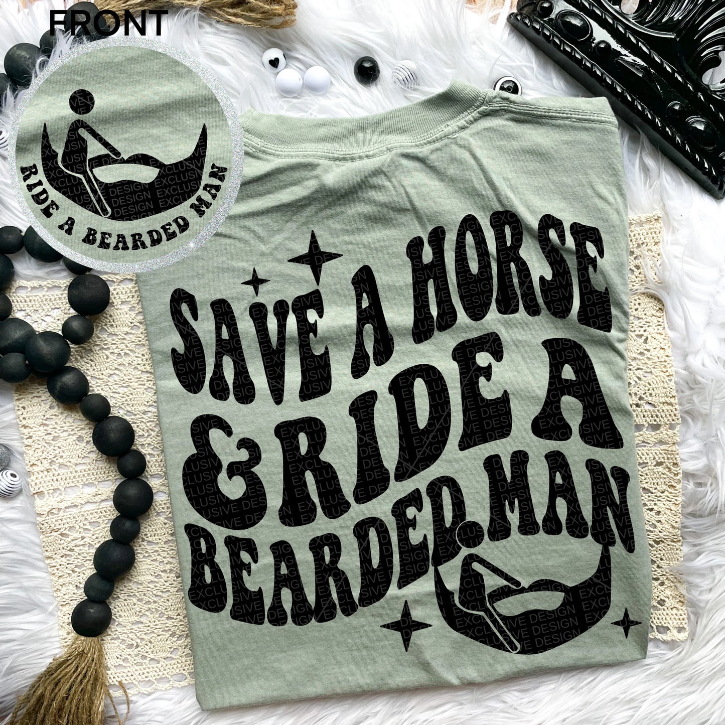 Save a horse and ride a bearded man Comfort Colors T-shirt