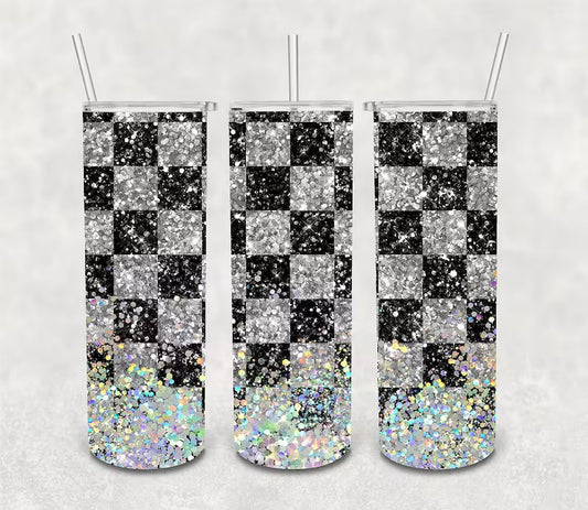 Sparkly Checkered Tumbler