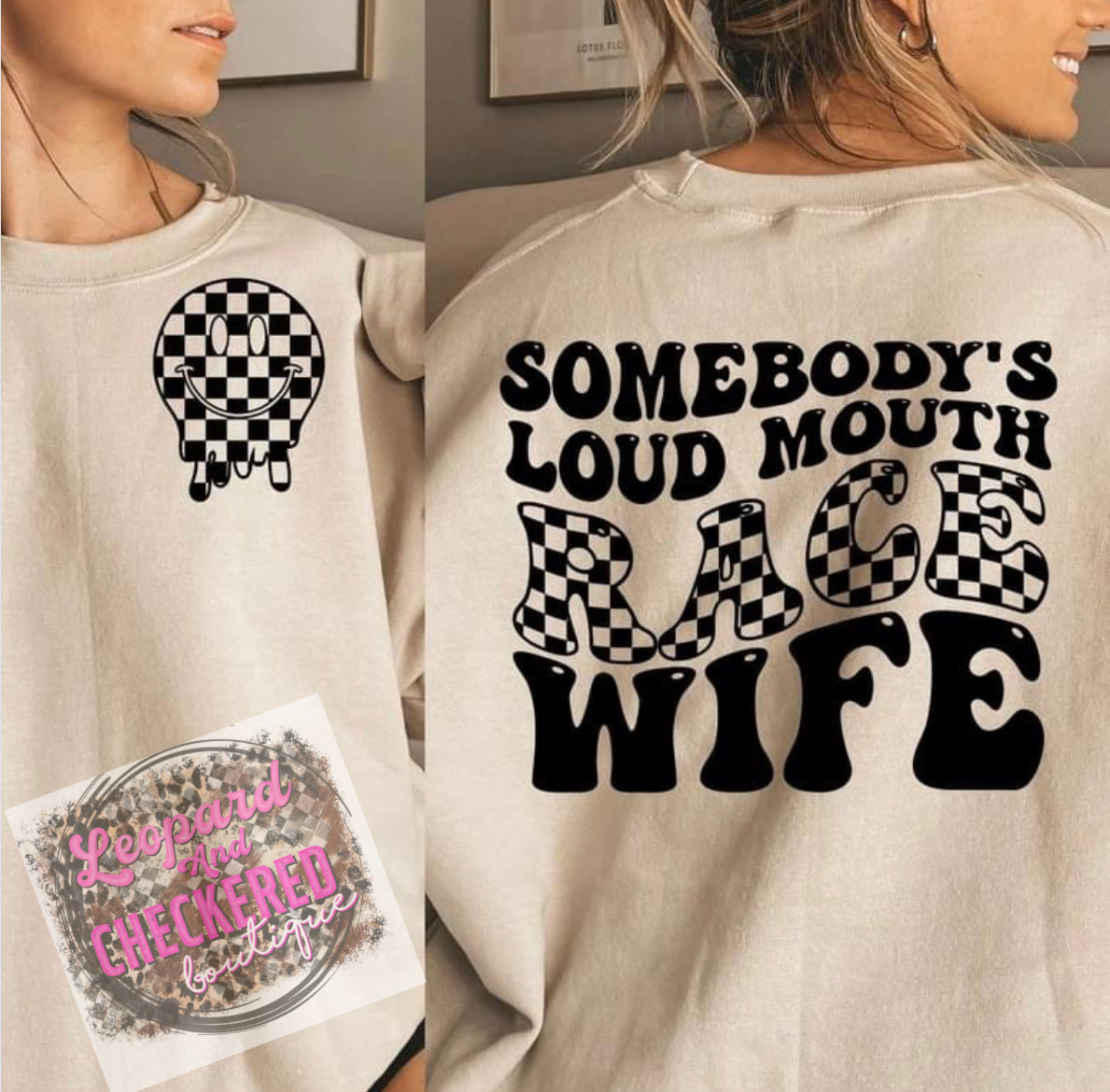 Checkered somebody’s loud mouth Race Tshirt