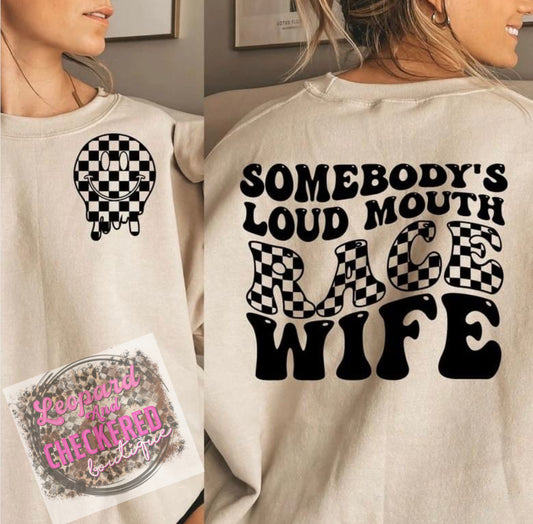 Checkered somebody’s loud mouth Race Tshirt